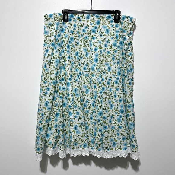 dressbarn Dresses & Skirts - Dressbarn Womens Floral Midi Skirt Size 16W Cottagecore White Eyelet Prairie